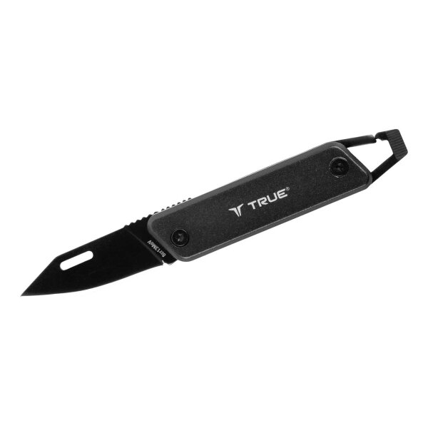TRUE MODERN KEY CHAIN KNIFE, grau, 8Cr13MoV Stahl, rostfrei, Kapselheber, Schlitz-Schraubendreher, Nagelheber, Clip