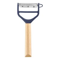 Opinel Schäler T-DUO WOOD blau, rostfreier Edelstahl, Schälkopf aus blauem Polymer-Kunststoff,Griff aus Buchenholz