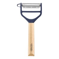 Opinel Schäler T-DUO WOOD blau, rostfreier Edelstahl, Schälkopf aus blauem Polymer-Kunststoff,Griff aus Buchenholz