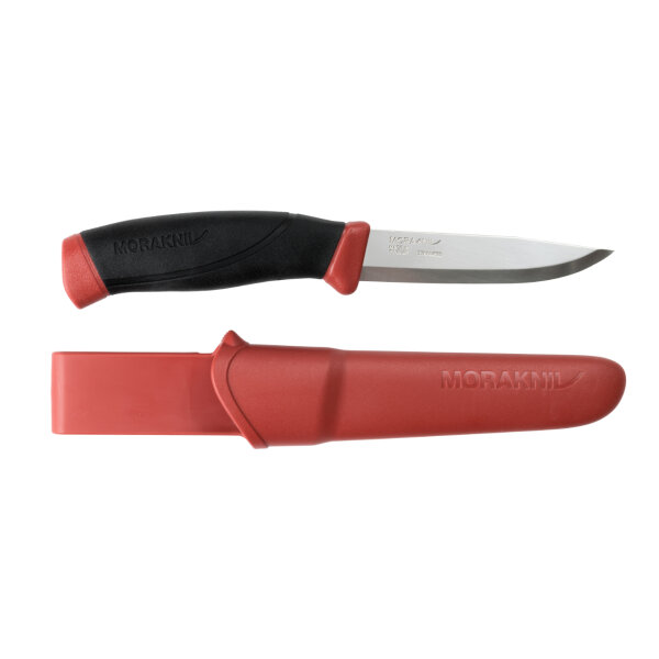 Morakniv Messer, COMPANION, rostfreier Sandvik-Stahl 12C27, Dala Red, Kunststoffscheide mit Gürtelclip