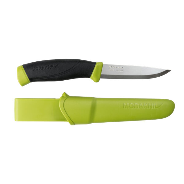 Morakniv Messer, COMPANION, rostfreier Sandvik-Stahl 12C27, Olive Green, Kunststoffscheide mit Gürtelclip