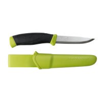 Morakniv Messer, COMPANION, rostfreier Sandvik-Stahl 12C27, Olive Green, Kunststoffscheide mit Gürtelclip