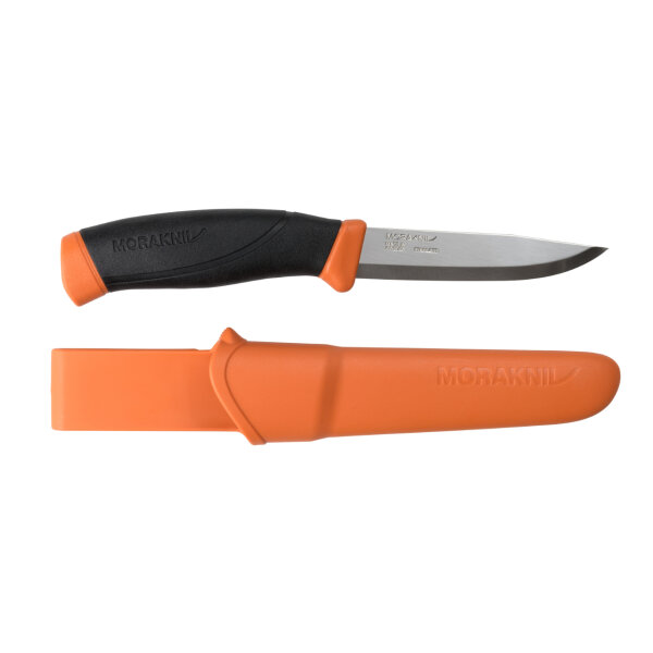 Morakniv Messer, COMPANION, rostfreier Sandvik-Stahl 12C27, Burnt Orange, Kunststoffscheide mit Gürtelclip