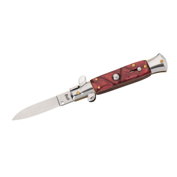 Herbertz Springmesser, AISI 420 Stahl, rostfrei, Kunststoffgriff rot