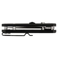 Herberzt Springmesser, AISI 420 Stahl, rostfrei, schwarze G10 Griffschalen, Tip Up Clip, Daumenrampe