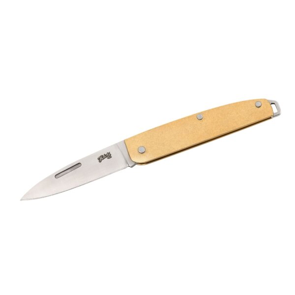 Herbertz Taschenmesser, AISI 440 Stahl, rostfrei, Messinggriff, Fangriemenöse
