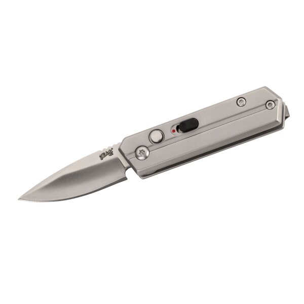 Herbertz Springmesser, AISI 420 Stahl, rostfrei, Edelstahlgriff, Daumenrampe, Tip Up Clip