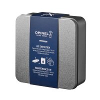Opinel Pflegeset, 3-teilig, Schleifstein, Körnung 1000, pflanzliches Pflegeöl 150 ml, Microfaser-Tuch, Blechdose
