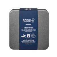 Opinel Pflegeset, 3-teilig, Schleifstein, Körnung 1000, pflanzliches Pflegeöl 150 ml, Microfaser-Tuch, Blechdose