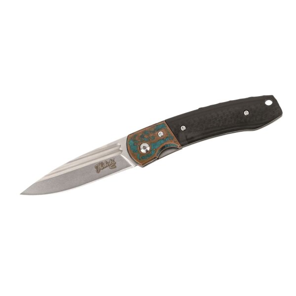 Herbertz Taschenmesser, D2 Stahl, rostfrei, schwarze Kohlefaser Griffschalen
