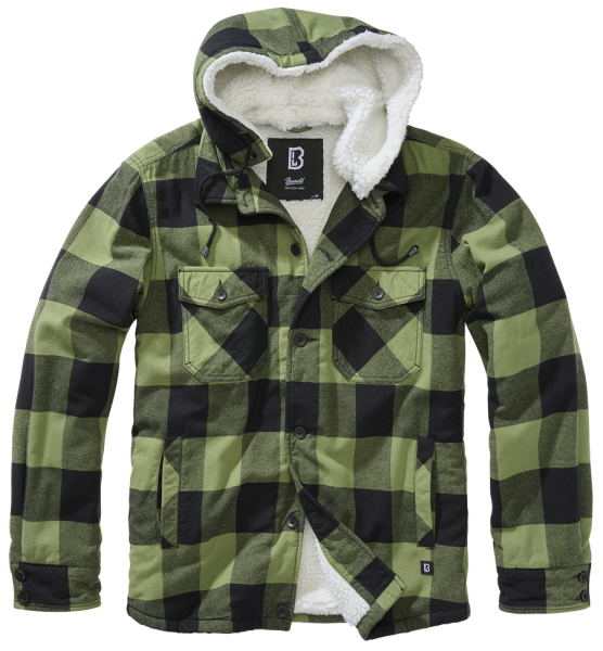 Brandit Holzfällerjacke Lumber Jacket Hooded, schwarz/oliv