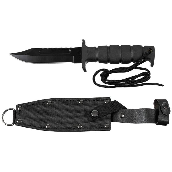 FoxOutdoor Pilotenmesser, schwarz,mit Nylon/Leder Scheide