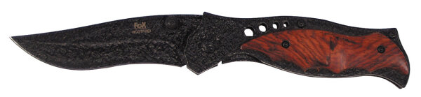 FoxOutdoor Klappmesser mit Holzauflage,schwarz, Einhand
